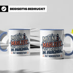 Moin Tasse mit Spruch Mahlzeit N'Abend & Leuchtturm, 24/7 No – Blau [farbe:blau]