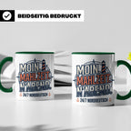 Moin Tasse mit Spruch Mahlzeit N'Abend & Leuchtturm, 24/7 No – Grün [farbe:grün]