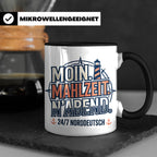 Moin Tasse mit Spruch Mahlzeit N'Abend & Leuchtturm, 24/7 No – Schwarz [farbe:schwarz]