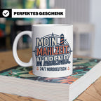 Moin Tasse mit Spruch Mahlzeit N'Abend & Leuchtturm, 24/7 No – Weiß [farbe:weiß]