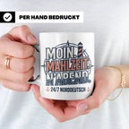 Moin Tasse mit Spruch Mahlzeit N'Abend & Leuchtturm, 24/7 No – Weiß [farbe:weiß]
