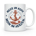 Anker Tasse mit Spruch Meer im Kopf Moin im Herzen, Maritime – Weiß [farbe:weiß]