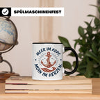 Anker Tasse mit Spruch Meer im Kopf Moin im Herzen, Maritime – Schwarz [farbe:schwarz]
