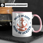 Anker Tasse mit Spruch Meer im Kopf Moin im Herzen, Maritime – Rosa [farbe:rosa]