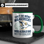 Möwe furzt waagerecht Tasse | Lustiger Spruch für Norddeutsc – Grün [farbe:grün]