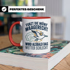 Möwe furzt waagerecht Tasse | Lustiger Spruch für Norddeutsc – Rot [farbe:rot]