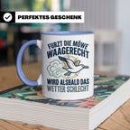 Möwe furzt waagerecht Tasse | Lustiger Spruch für Norddeutsc – Blau [farbe:blau]