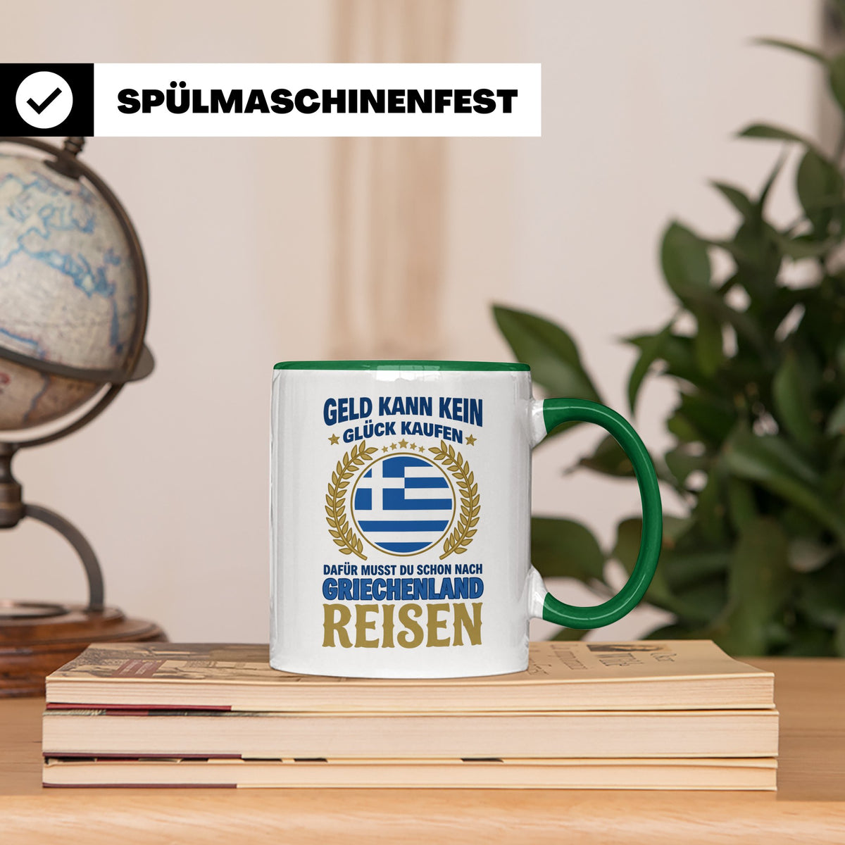 Griechenland Tasse mit Spruch & Flagge, Griechische Wurzeln  – Grün [farbe:grün]