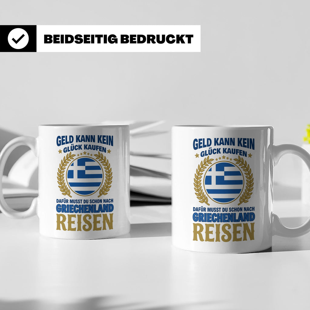 Griechenland Tasse mit Spruch & Flagge, Griechische Wurzeln  – Weiß [farbe:weiß]