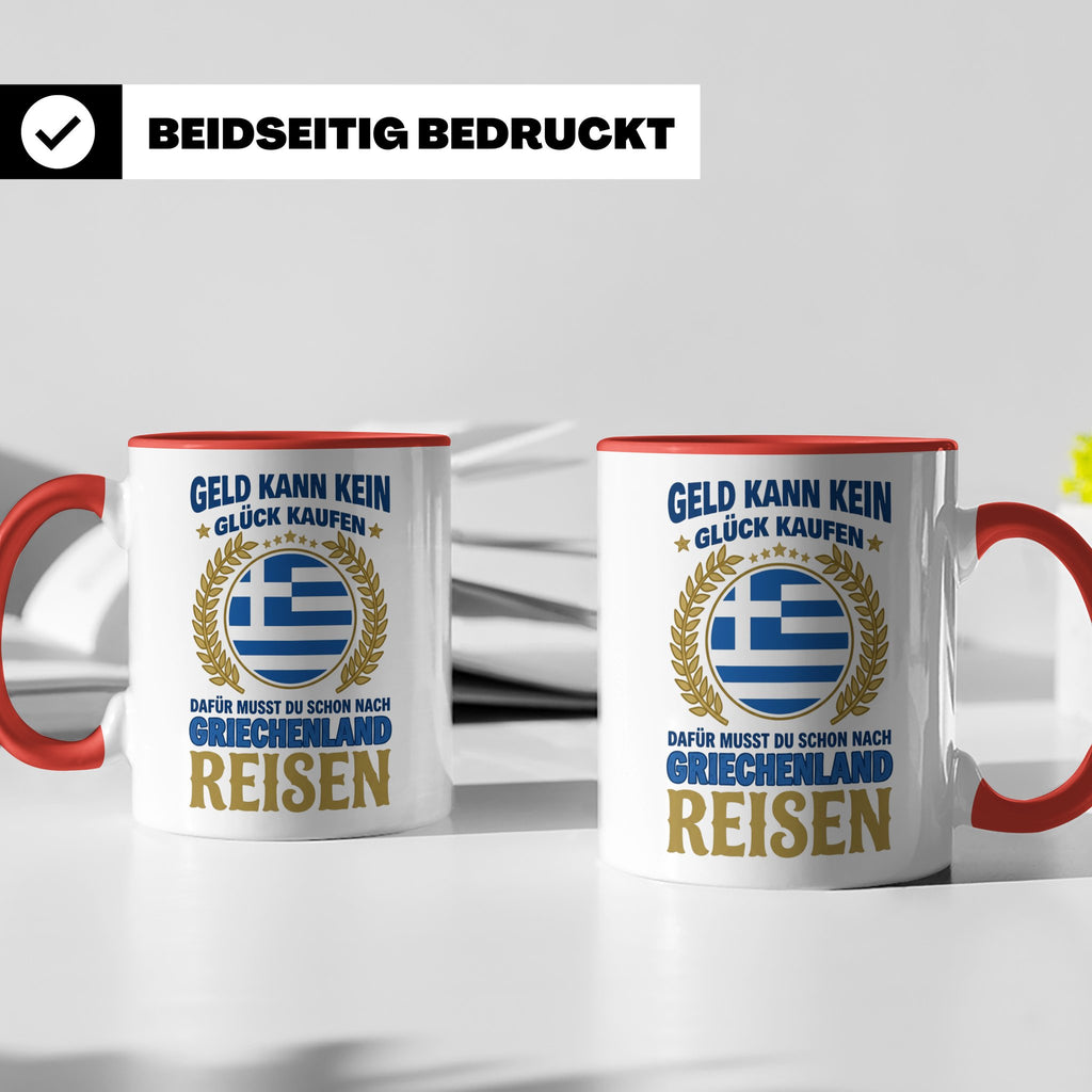 Griechenland Tasse mit Spruch & Flagge, Griechische Wurzeln  – Rot [farbe:rot]