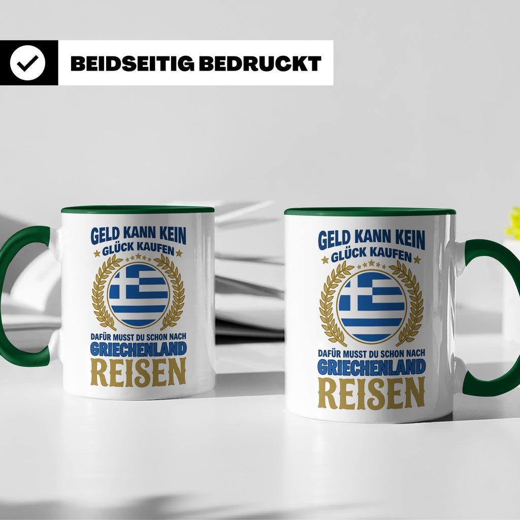 Griechenland Tasse mit Spruch & Flagge, Griechische Wurzeln  – Grün [farbe:grün]