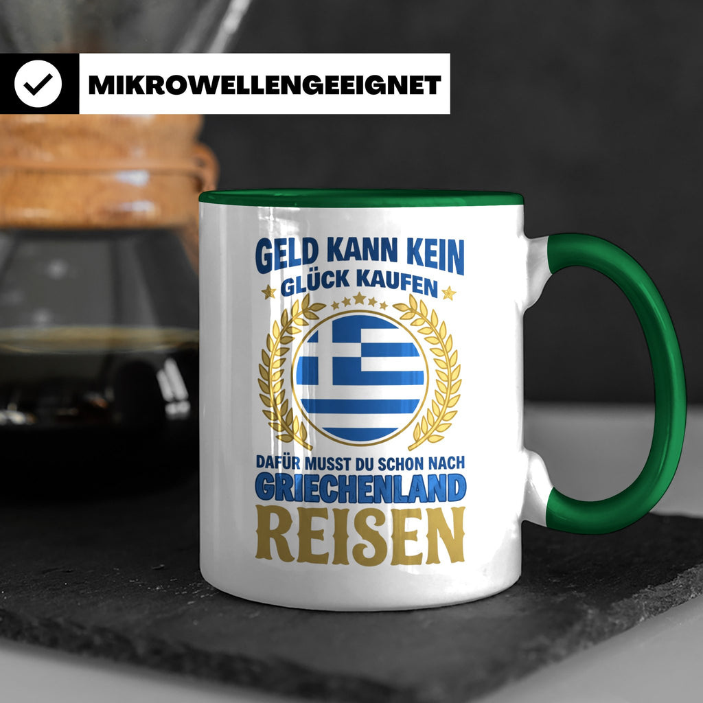 Griechenland Tasse mit Spruch & Flagge, Griechische Wurzeln  – Grün [farbe:grün]