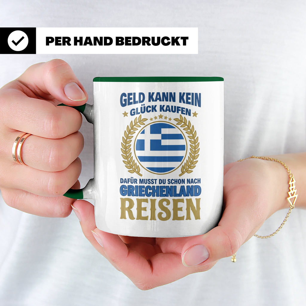 Griechenland Tasse mit Spruch & Flagge, Griechische Wurzeln  – Grün [farbe:grün]
