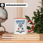 Griechenland Tasse "Greece is Calling" Griechische Flagge He – Rot [farbe:rot]
