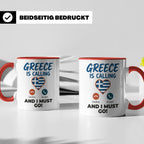 Griechenland Tasse "Greece is Calling" Griechische Flagge He – Rot [farbe:rot]