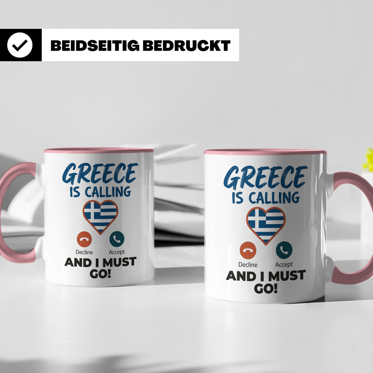 Griechenland Tasse "Greece is Calling" Griechische Flagge He – Rosa [farbe:rosa]