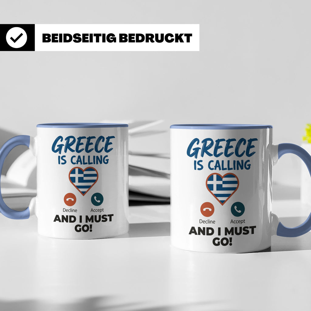Griechenland Tasse "Greece is Calling" Griechische Flagge He – Blau [farbe:blau]