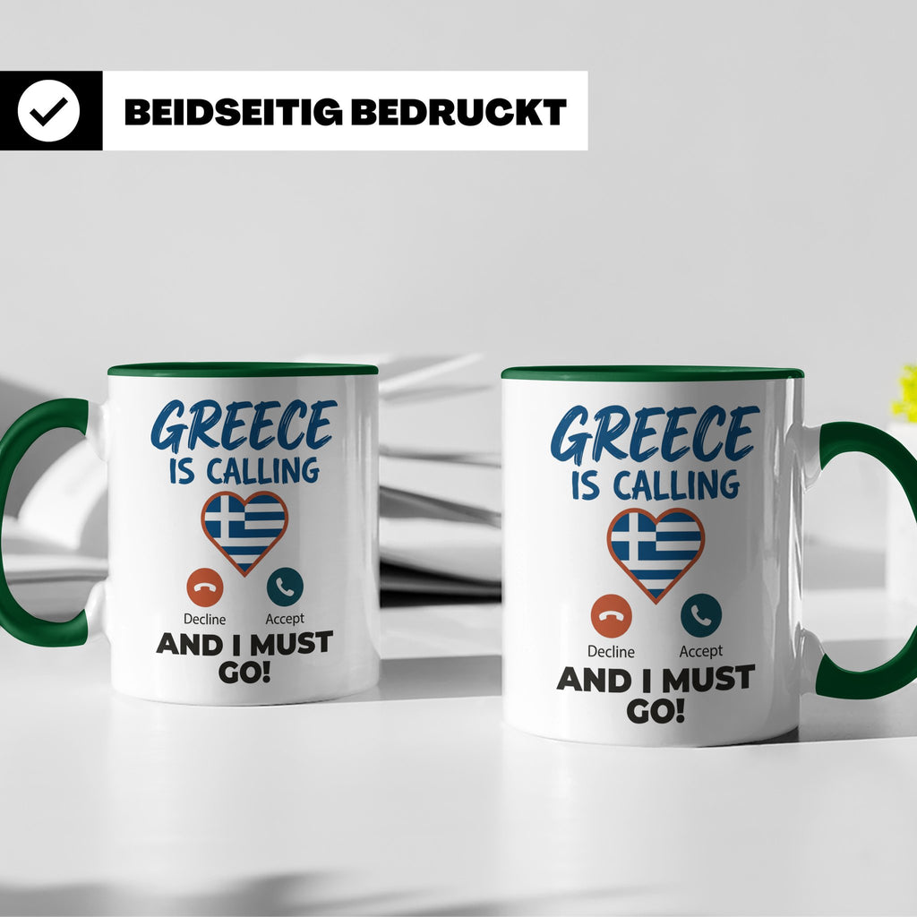 Griechenland Tasse "Greece is Calling" Griechische Flagge He – Grün [farbe:grün]