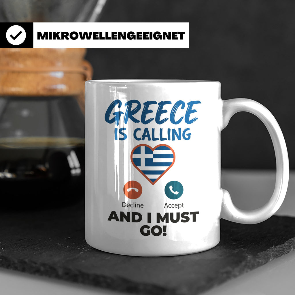 Griechenland Tasse "Greece is Calling" Griechische Flagge He – Weiß [farbe:weiß]