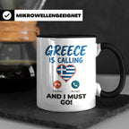 Griechenland Tasse "Greece is Calling" Griechische Flagge He – Schwarz [farbe:schwarz]