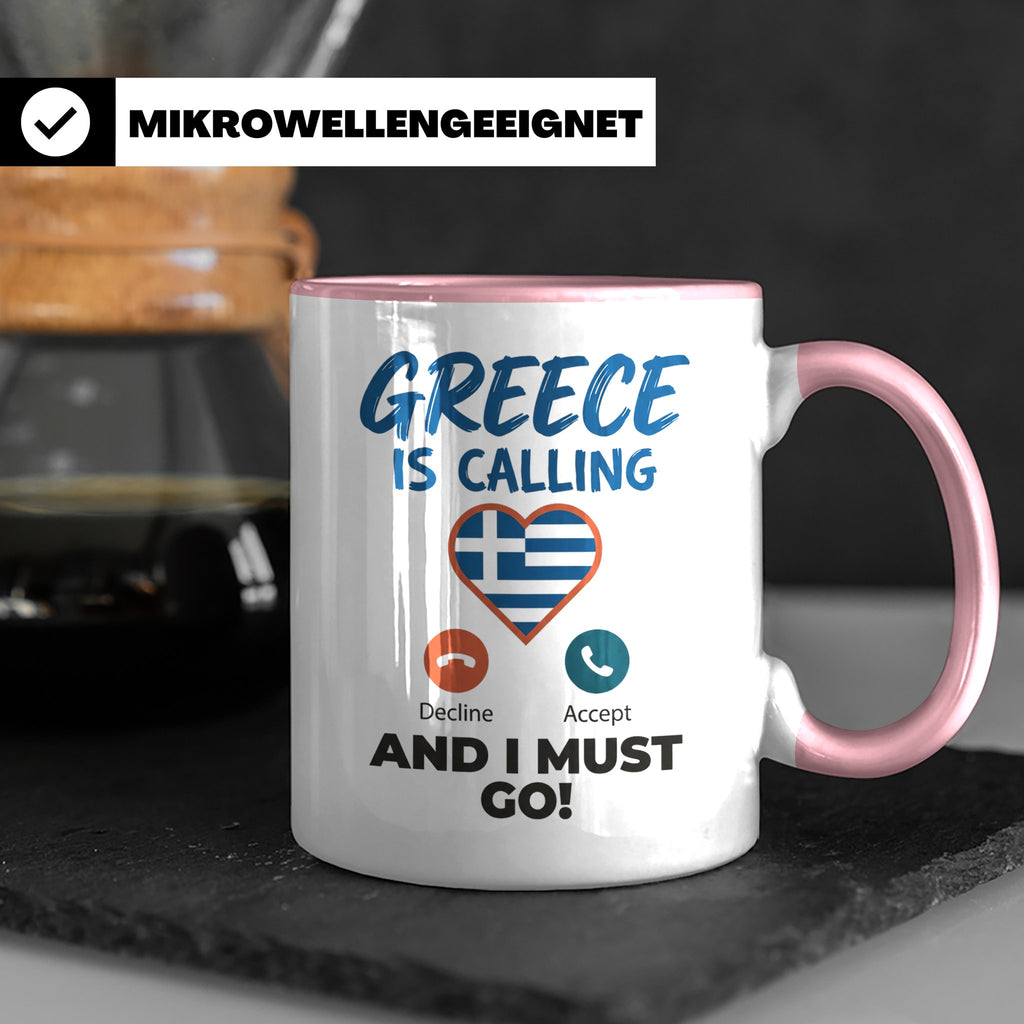 Griechenland Tasse "Greece is Calling" Griechische Flagge He – Rosa [farbe:rosa]