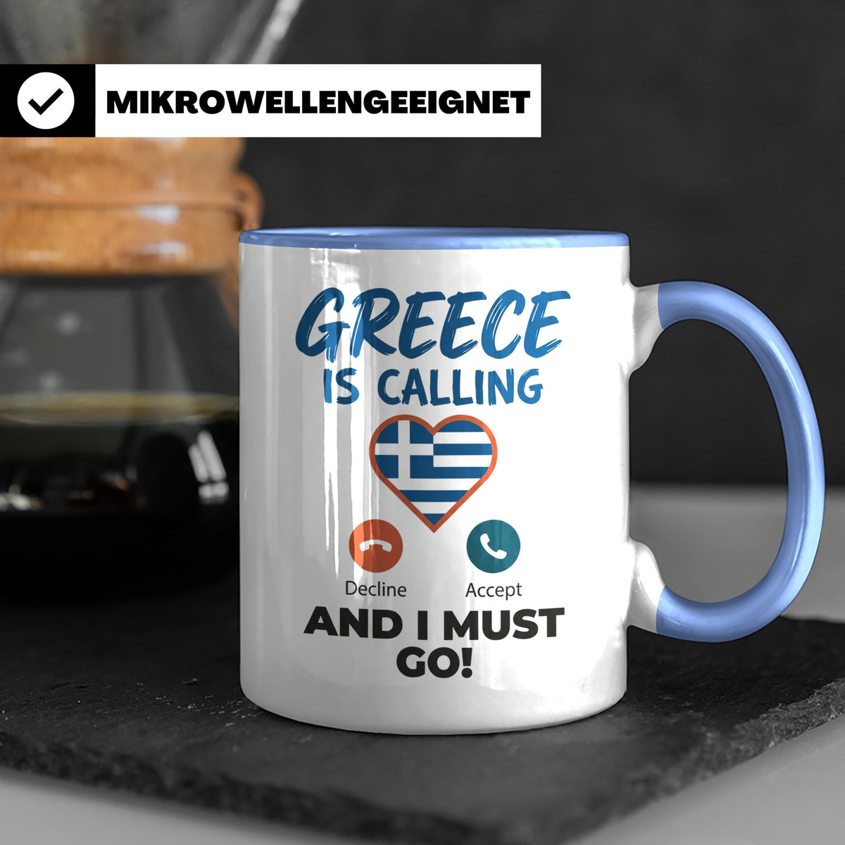 Griechenland Tasse "Greece is Calling" Griechische Flagge He – Blau [farbe:blau]
