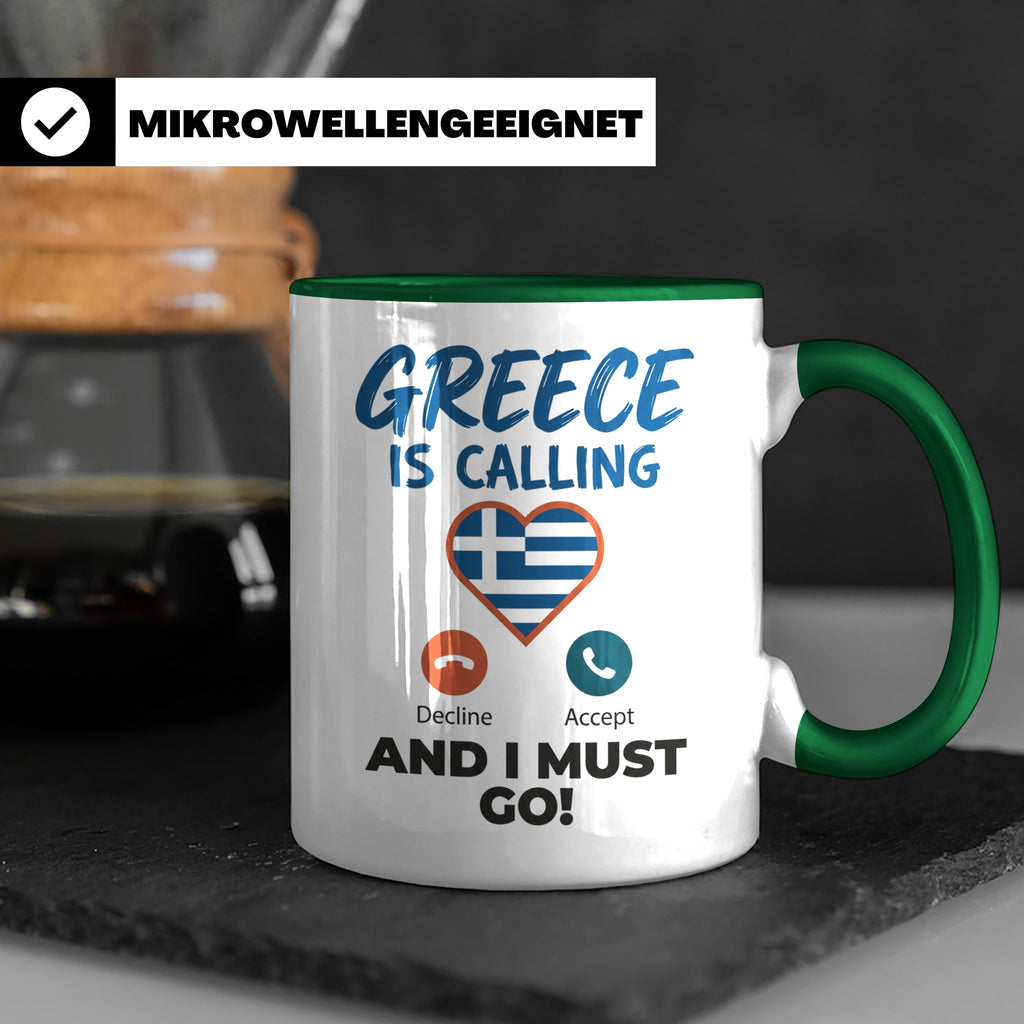 Griechenland Tasse "Greece is Calling" Griechische Flagge He – Grün [farbe:grün]