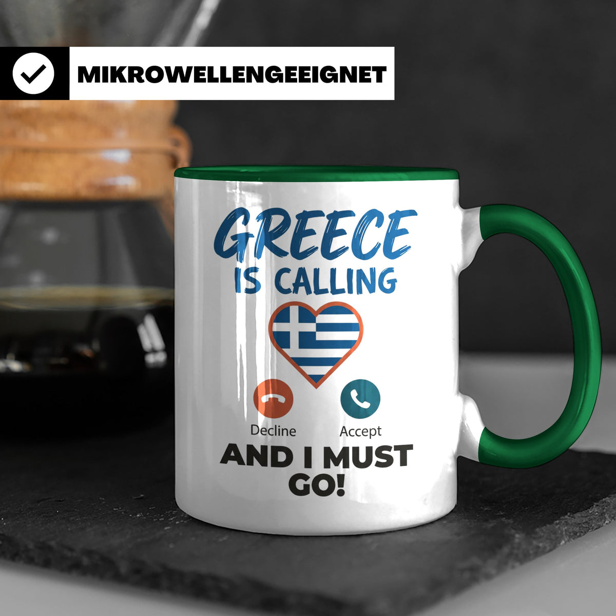 Griechenland Tasse "Greece is Calling" Griechische Flagge He – Grün [farbe:grün]