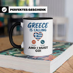 Griechenland Tasse "Greece is Calling" Griechische Flagge He – Schwarz [farbe:schwarz]