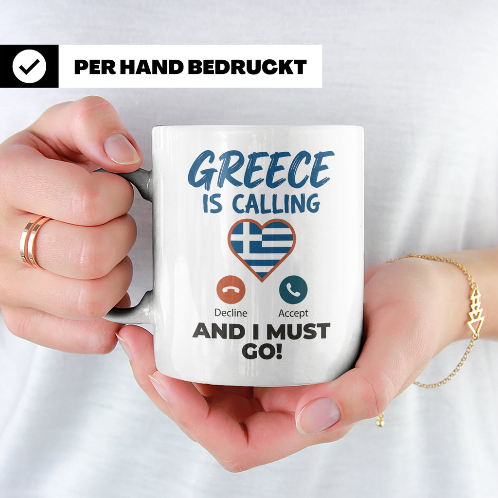 Griechenland Tasse "Greece is Calling" Griechische Flagge He – Weiß [farbe:weiß]