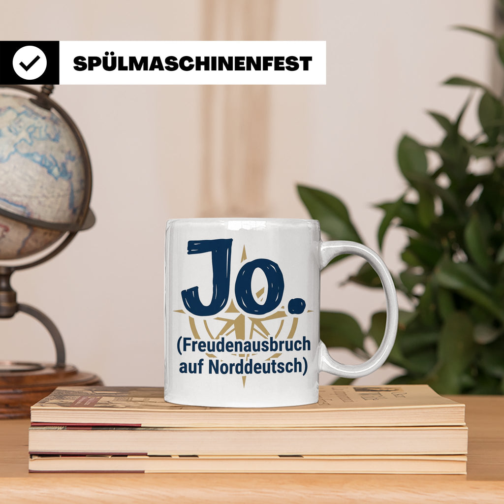 Norddeutschland Tasse Jo Freudenausbruch auf Norddeutsch | L – Weiß [farbe:weiß]