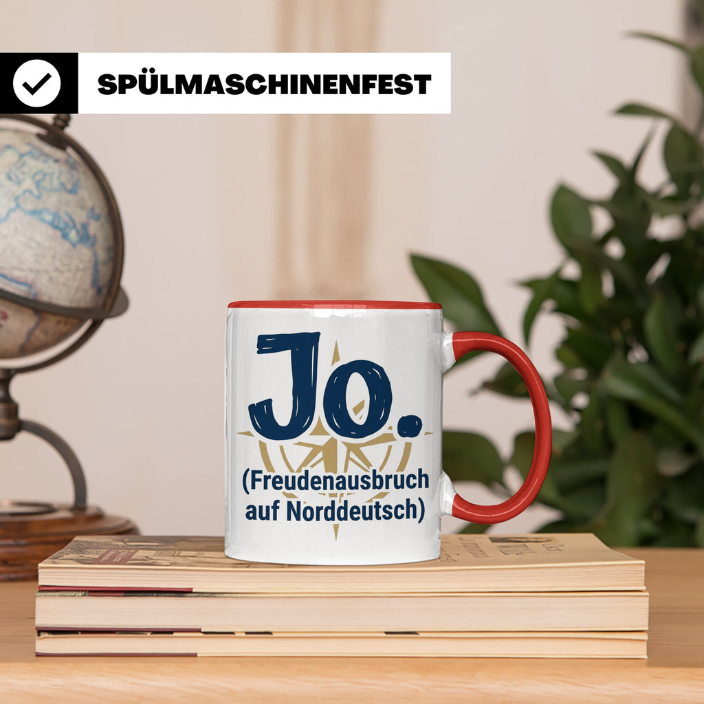 Norddeutschland Tasse Jo Freudenausbruch auf Norddeutsch | L – Rot [farbe:rot]
