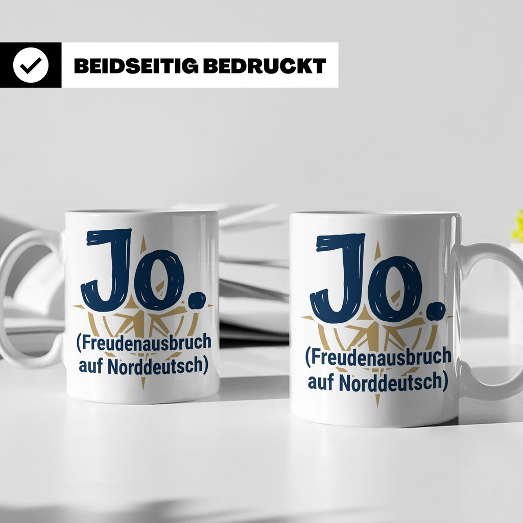 Norddeutschland Tasse Jo Freudenausbruch auf Norddeutsch | L – Weiß [farbe:weiß]