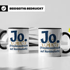 Norddeutschland Tasse Jo Freudenausbruch auf Norddeutsch | L – Schwarz [farbe:schwarz]