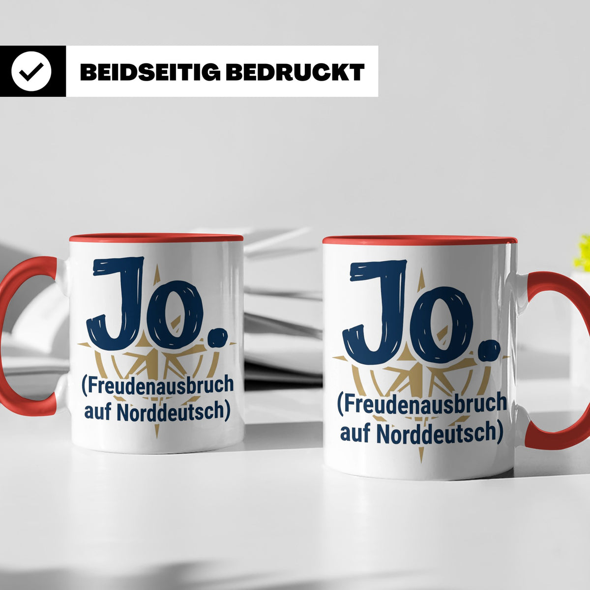Norddeutschland Tasse Jo Freudenausbruch auf Norddeutsch | L – Rot [farbe:rot]
