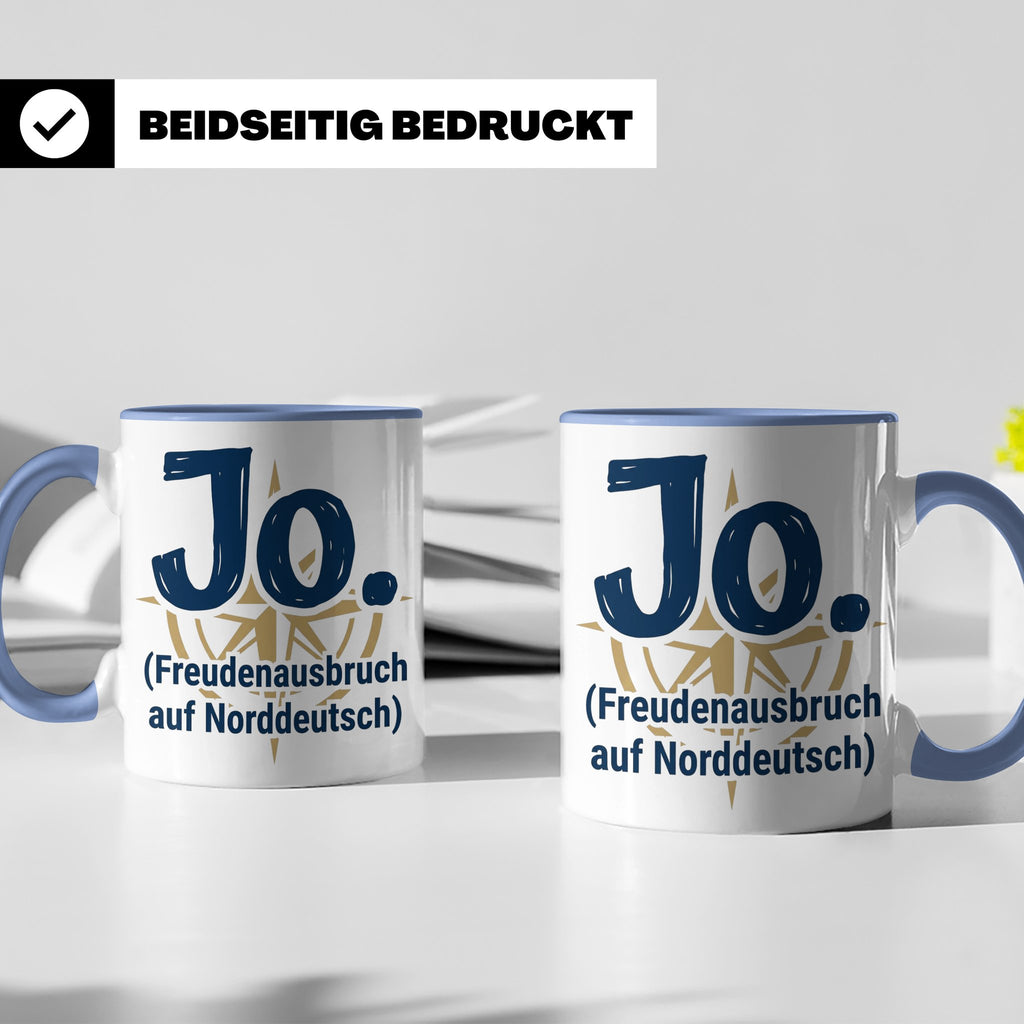 Norddeutschland Tasse Jo Freudenausbruch auf Norddeutsch | L – Blau [farbe:blau]
