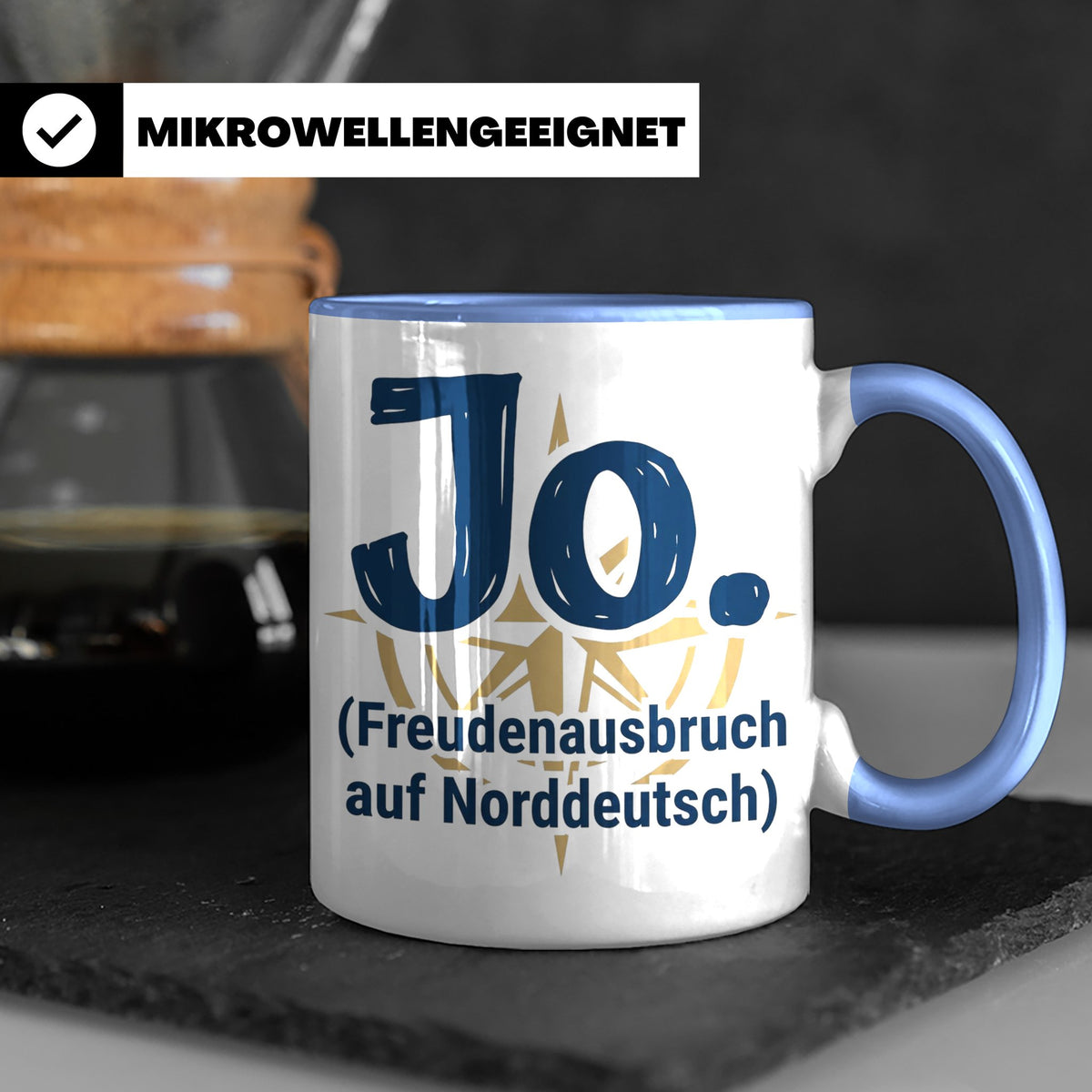 Norddeutschland Tasse Jo Freudenausbruch auf Norddeutsch | L – Blau [farbe:blau]