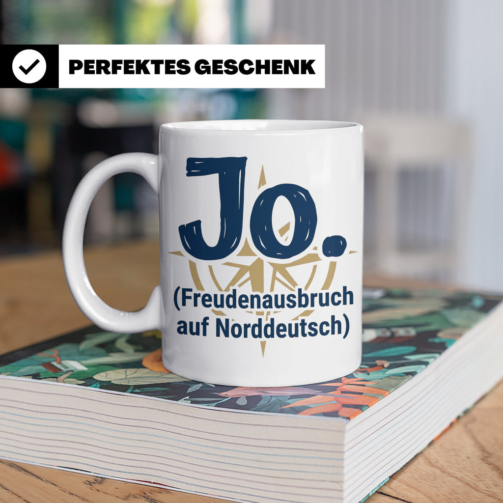Norddeutschland Tasse Jo Freudenausbruch auf Norddeutsch | L – Weiß [farbe:weiß]