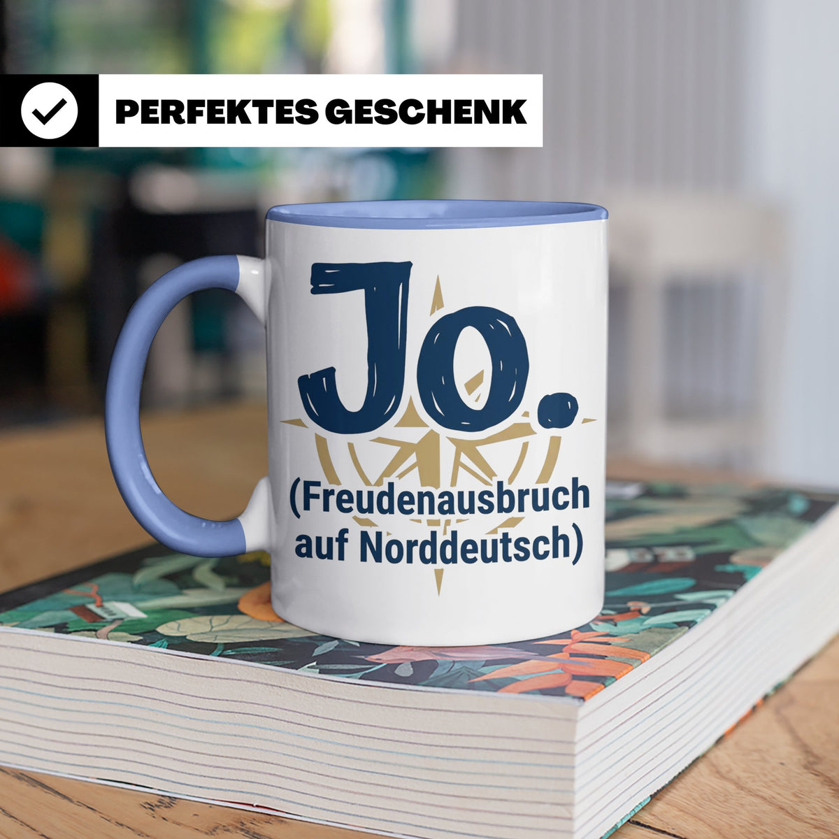 Norddeutschland Tasse Jo Freudenausbruch auf Norddeutsch | L – Blau [farbe:blau]
