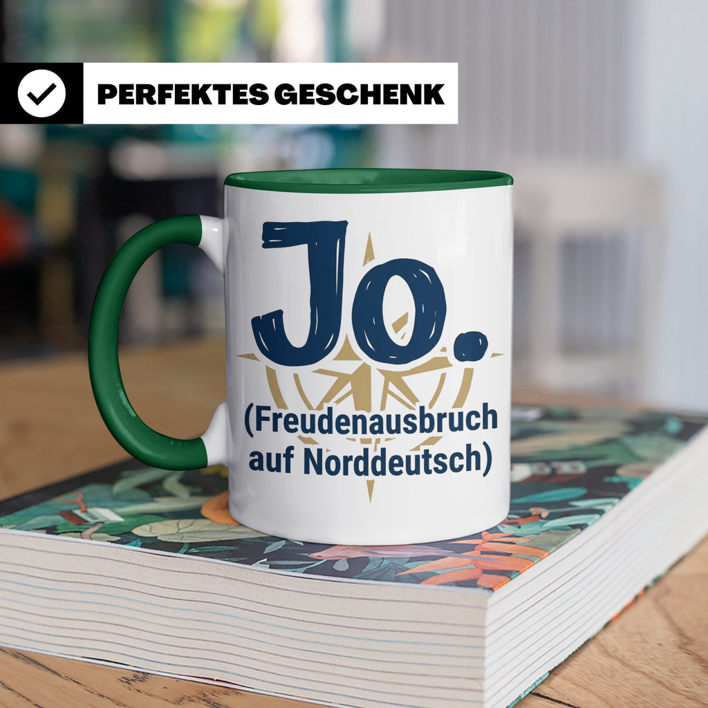 Norddeutschland Tasse Jo Freudenausbruch auf Norddeutsch | L – Grün [farbe:grün]