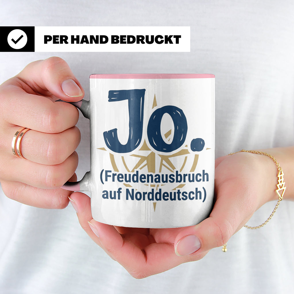 Norddeutschland Tasse Jo Freudenausbruch auf Norddeutsch | L – Rosa [farbe:rosa]
