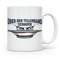 Über den Tellerrand schauen Tasse | Spruch Becher Büro Motiv – Weiß [farbe:weiß]