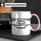 Über den Tellerrand schauen Tasse | Spruch Becher Büro Motiv – Rosa [farbe:rosa]