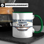 Über den Tellerrand schauen Tasse | Spruch Becher Büro Motiv – Grün [farbe:grün]