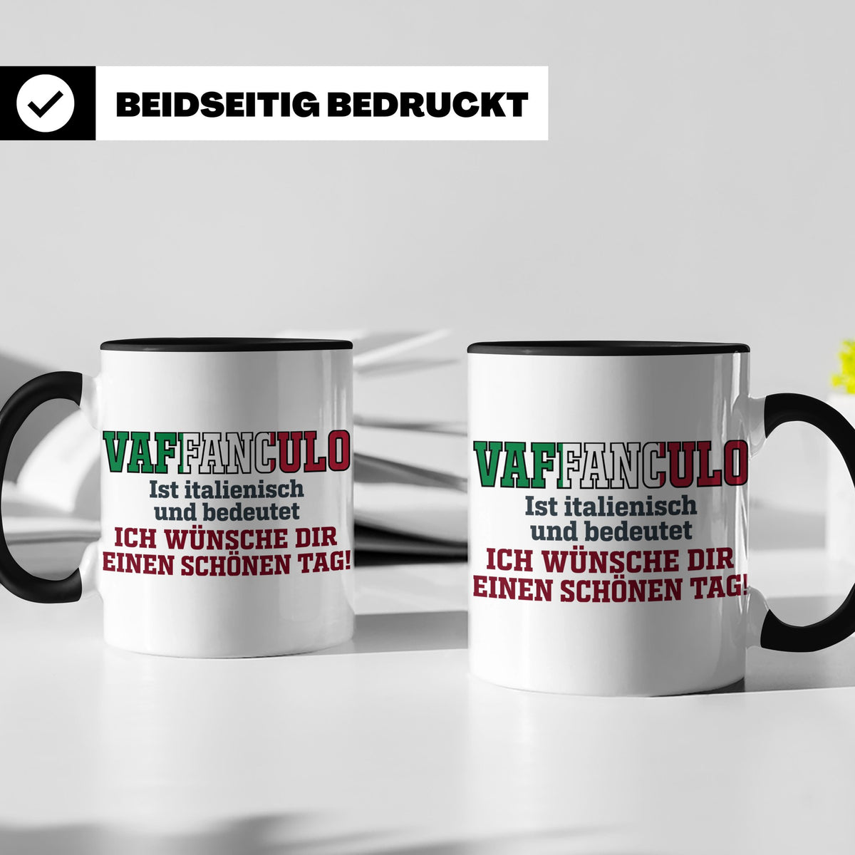 Vaffanculo Tasse Italienischer Spruch, Lustiges Büro Geschen – Schwarz [farbe:schwarz]