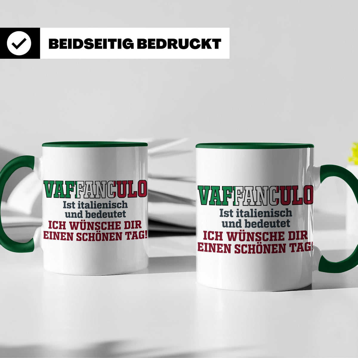 Vaffanculo Tasse Italienischer Spruch, Lustiges Büro Geschen – Grün [farbe:grün]