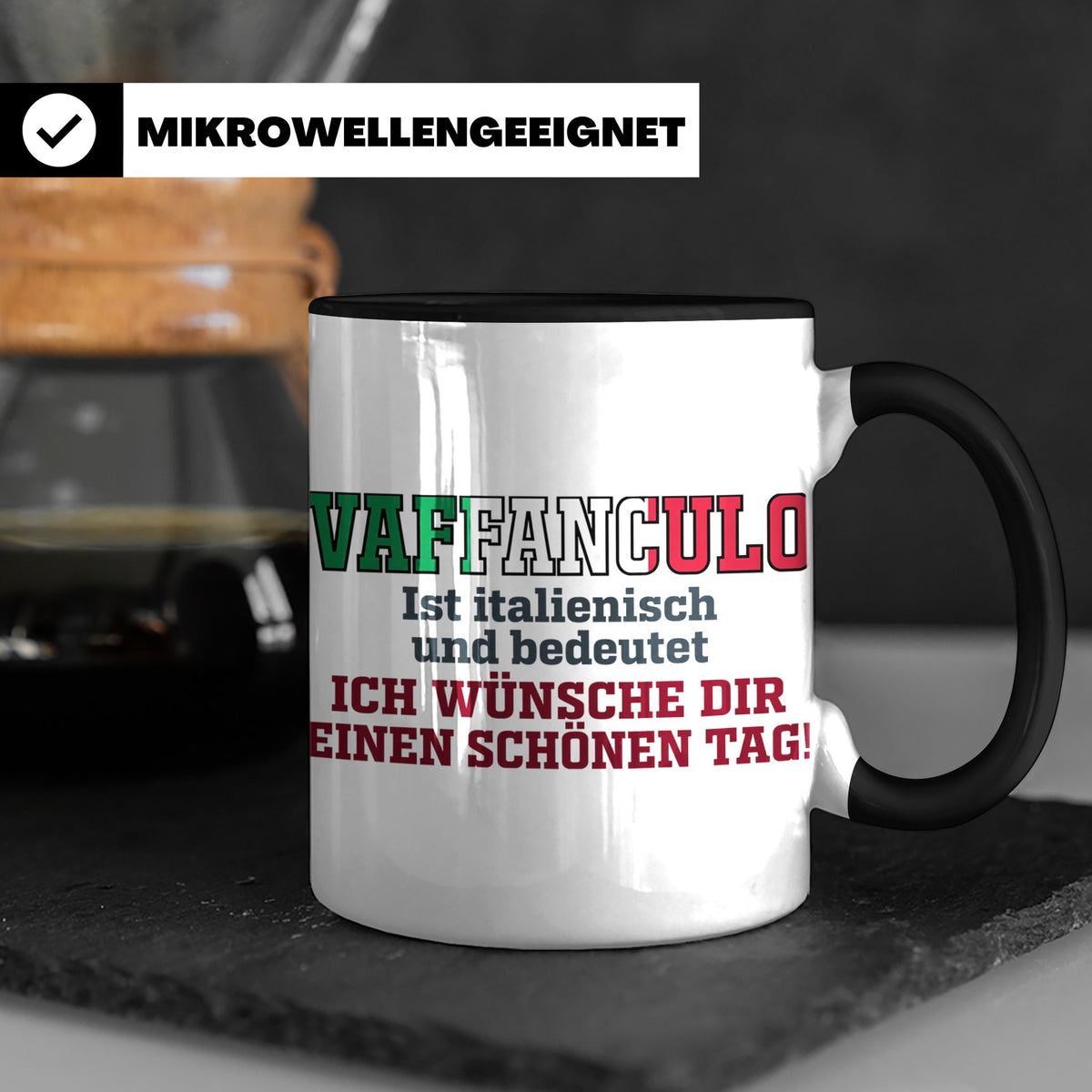 Vaffanculo Tasse Italienischer Spruch, Lustiges Büro Geschen – Schwarz [farbe:schwarz]