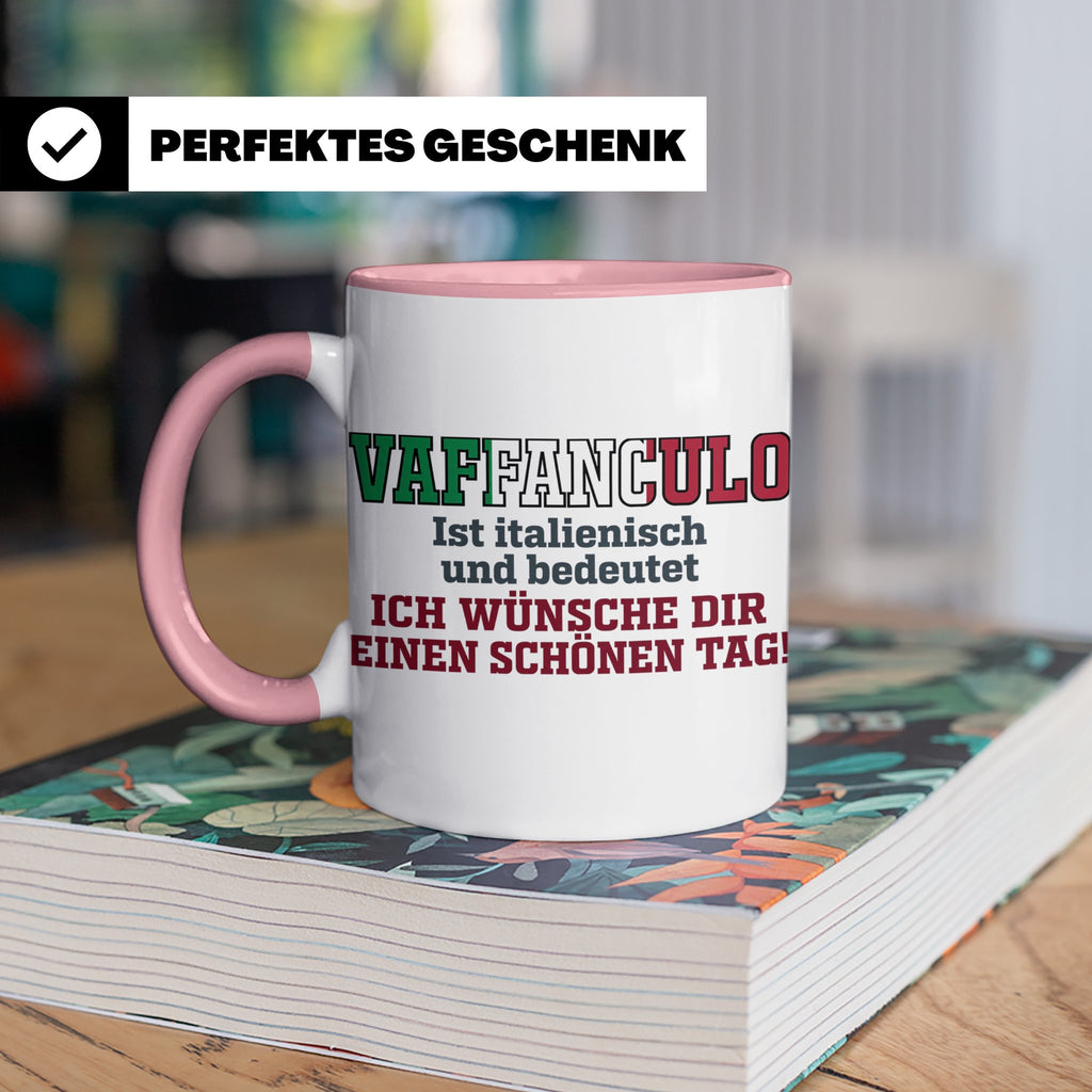 Vaffanculo Tasse Italienischer Spruch, Lustiges Büro Geschen – Rosa [farbe:rosa]