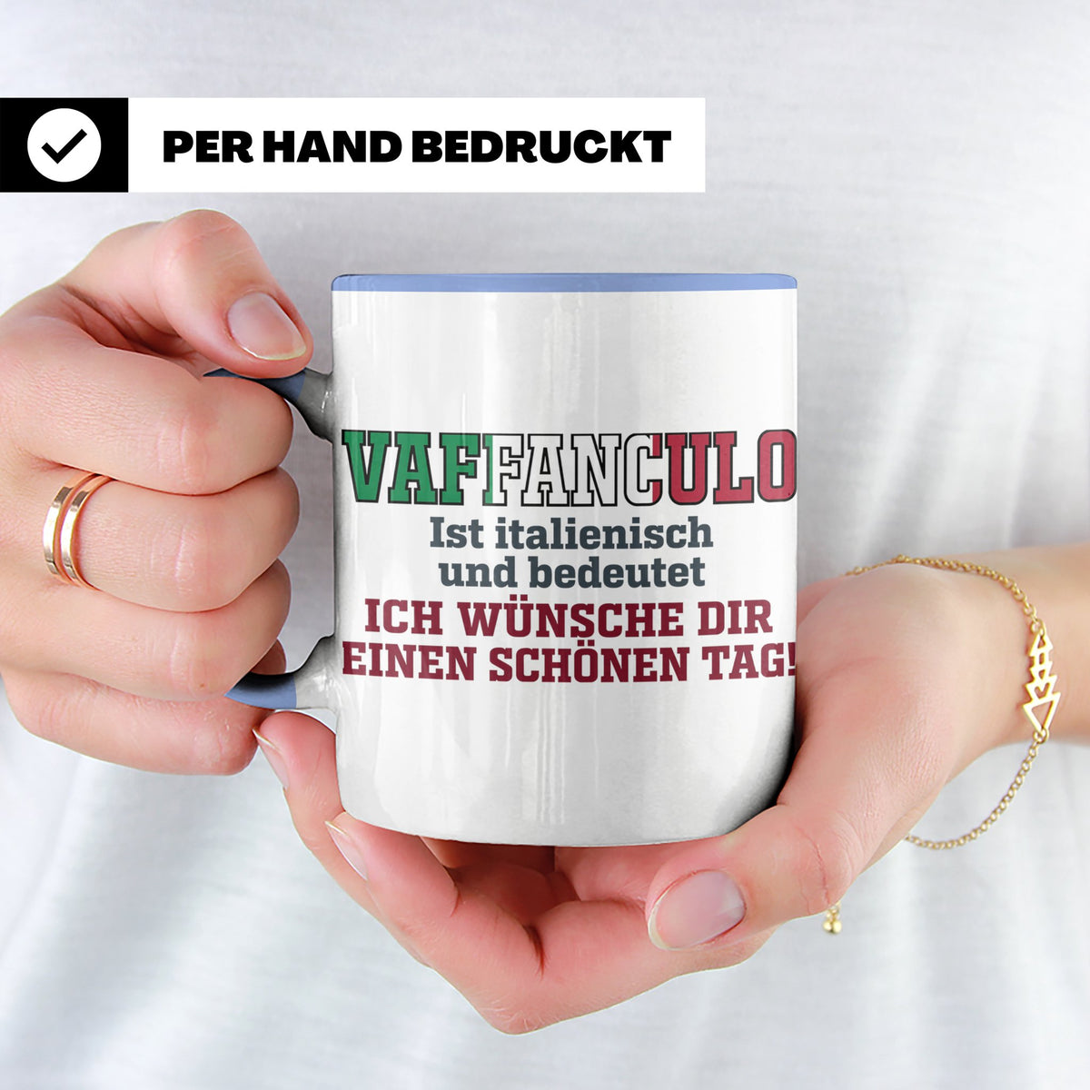 Vaffanculo Tasse Italienischer Spruch, Lustiges Büro Geschen – Blau [farbe:blau]