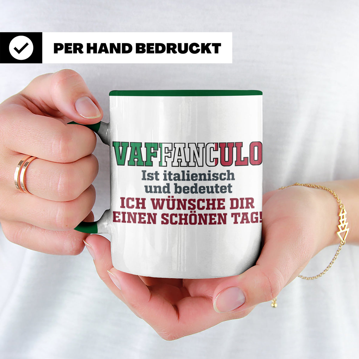 Vaffanculo Tasse Italienischer Spruch, Lustiges Büro Geschen – Grün [farbe:grün]